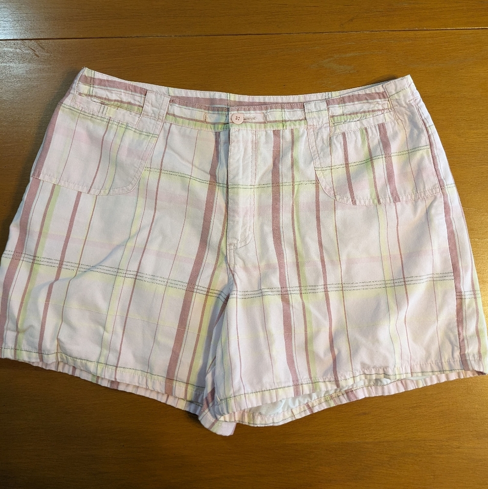 Allison Brittney Pink Plaid Shorts Women's Size 16